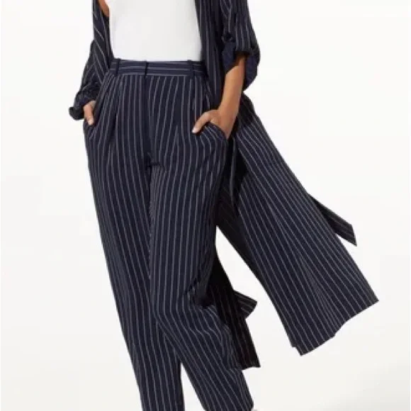 Aritzia Pants Jumpsuits Aritzia Babaton Modesto Blue White Pinstripe 2 Pants Tailored Wide Leg Pants Poshmark